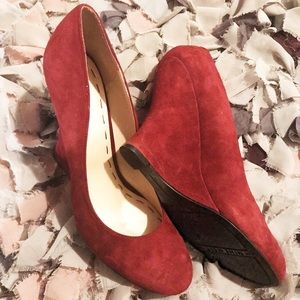 Red Suede Wedge Pumps!